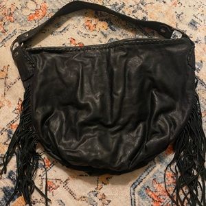Black Leather Patricia Nash Fringe Bag